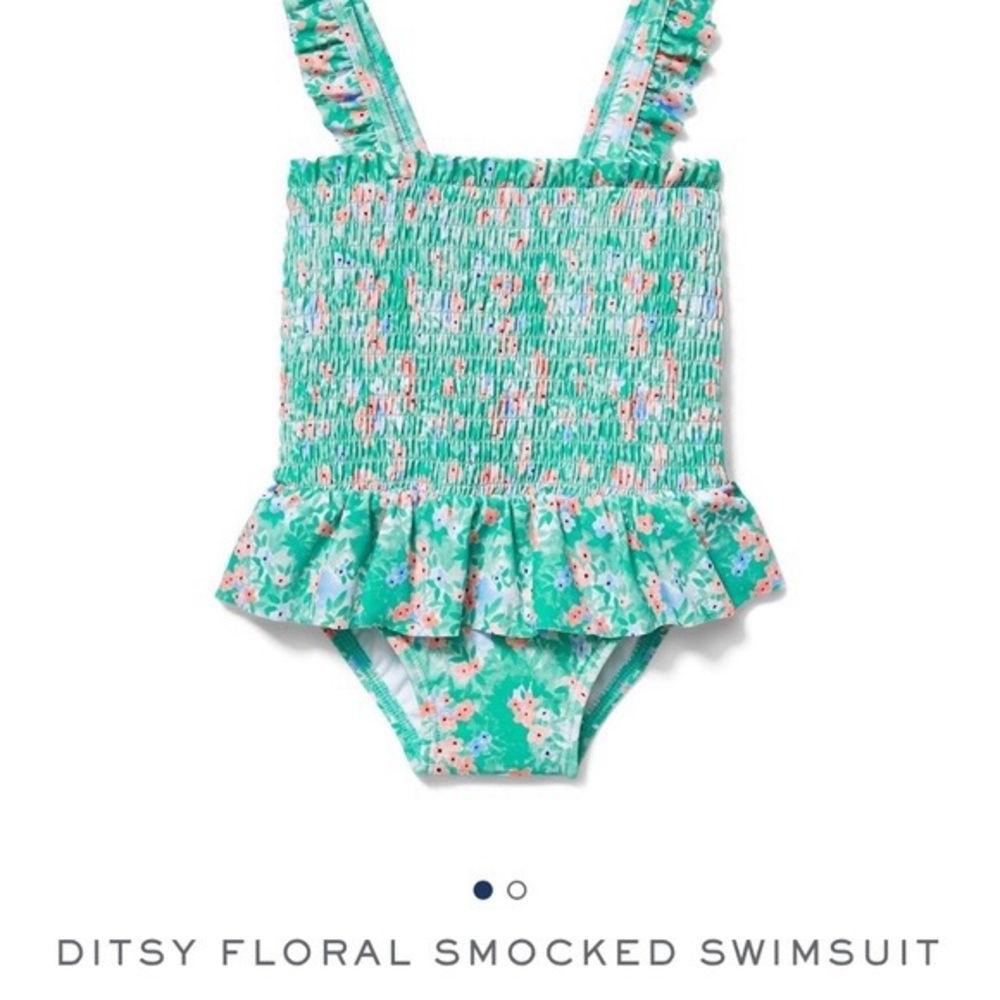 Janie & Jack Ditsy Floral Smocked Swimsuit